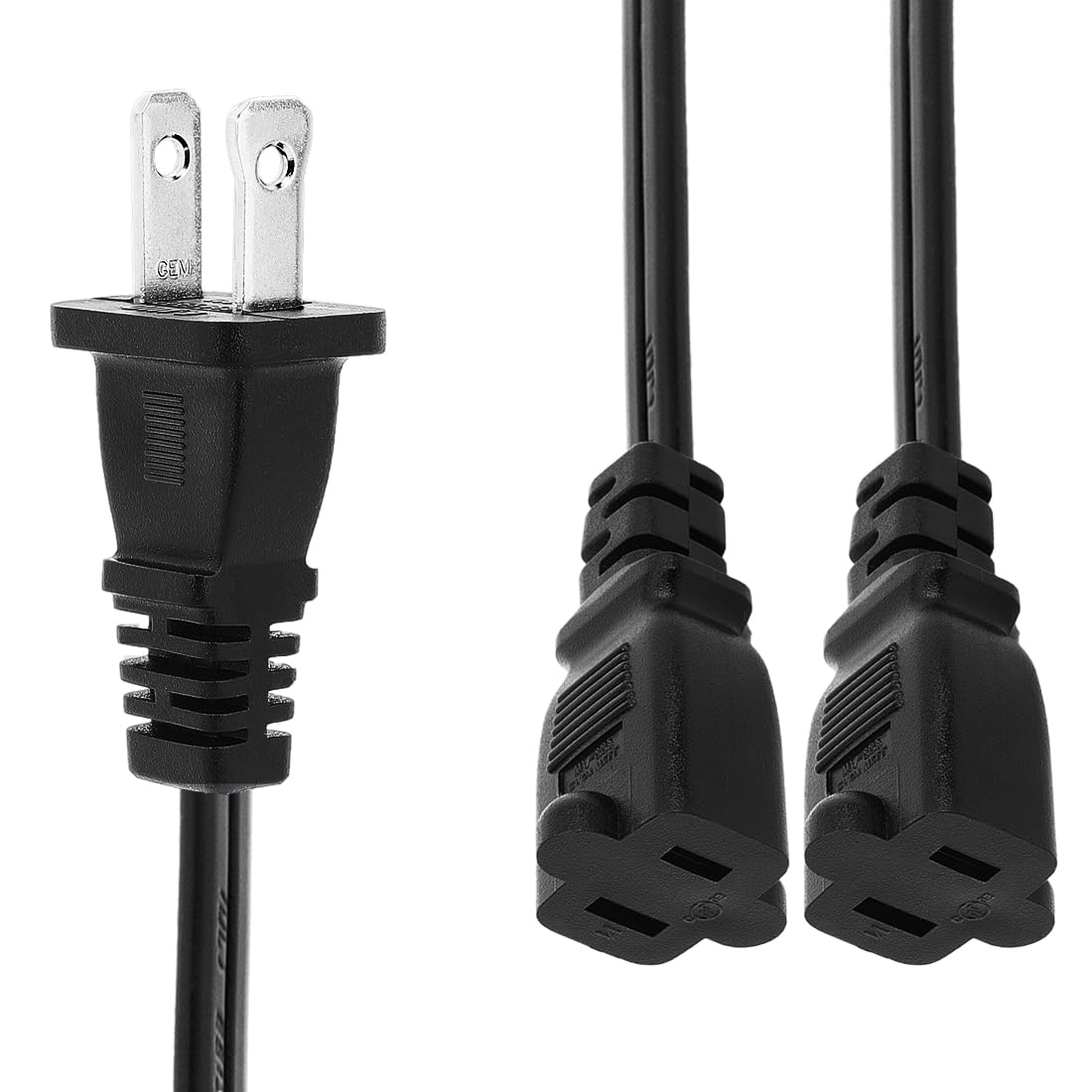 Amazon.com: 2-Prong Nema 1-15P Male to Dual 1-15R Female Y